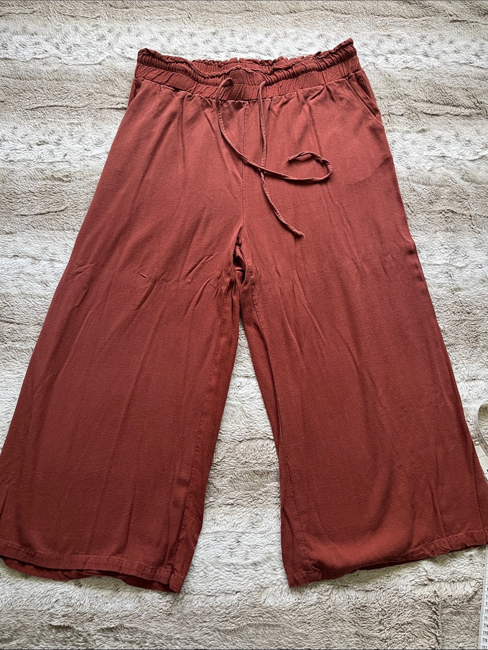 Wide-Leg Women’s Drawstring Pants in Rust
